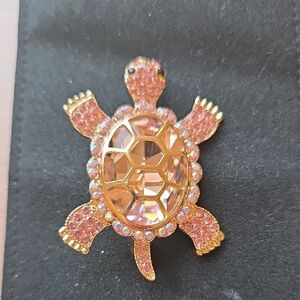 Pink and Gold Turtle Brooch